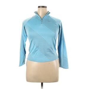 Nike Track Jacket Dri-Fit 1/4 Zip Stripes Blue & Metallic Long Sleeve Gray XL